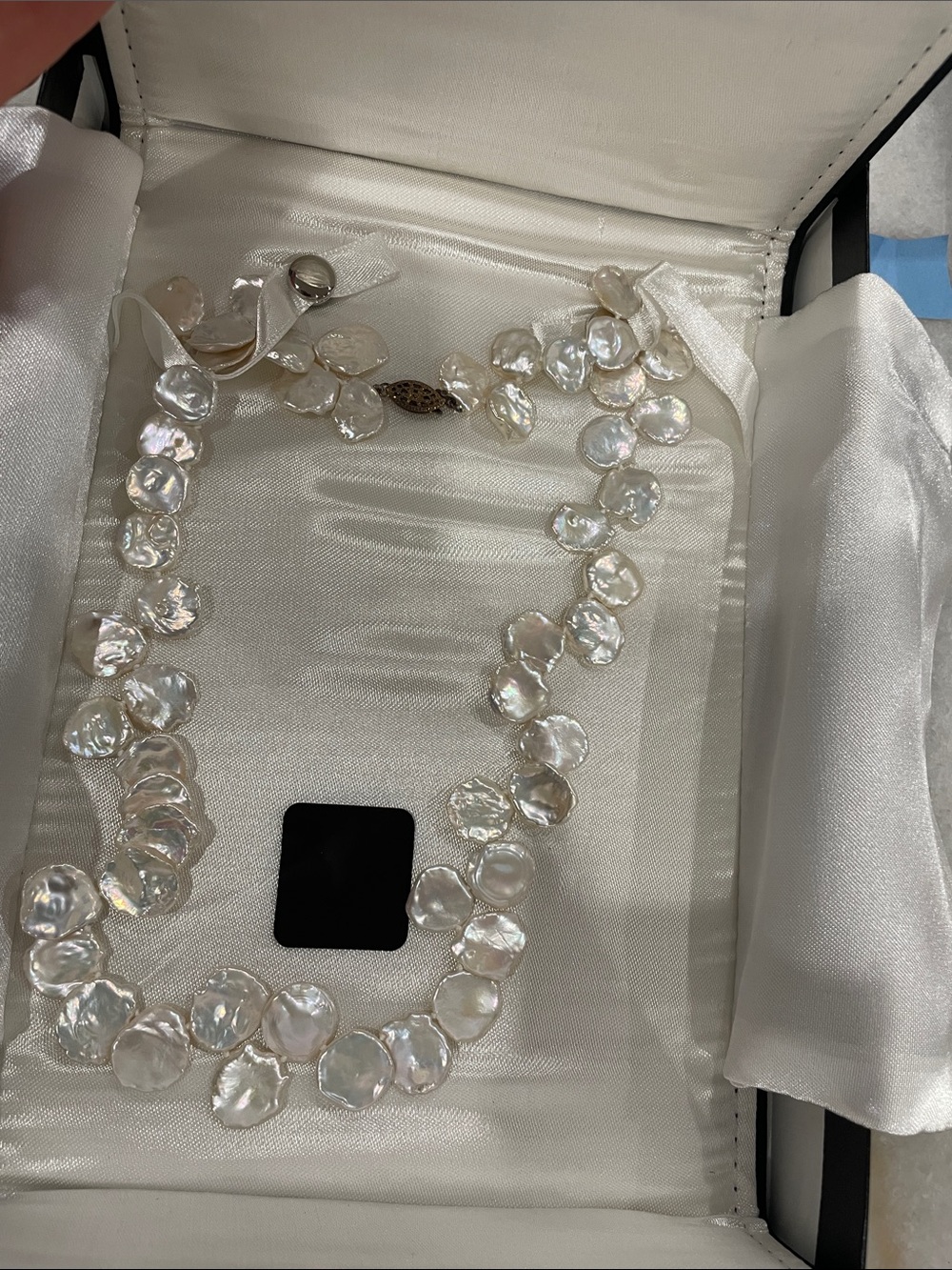 Freshwater Pearl Coin Necklace - White